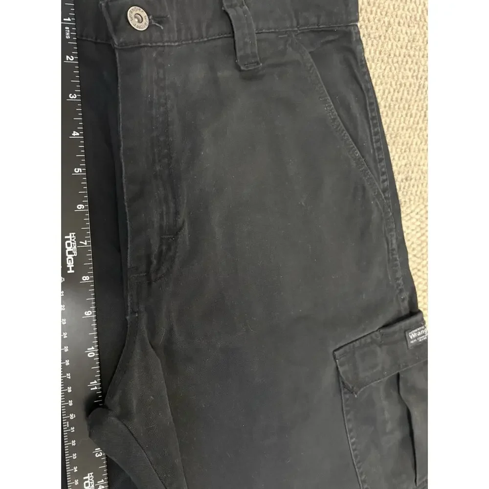34x30 Wrangler Men’s Black Cargo Pants Relaxed Fit Cotton Workwear 70LEWBL